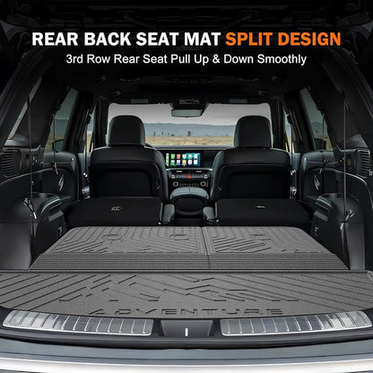 KUST Floor Mats Set for 2026 Hyundai Palisade 7/8 Seats (Gas Only), All Weather Floor Liners & Rear Trunk Mat & Backrest Mat for Palisade Accessories TPE Rubber Car Mats High Edge