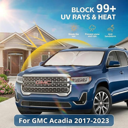Windshield Sun Shade for GMC Acadia 2017-2023 Sunshade Front Window Shade Custom Fit Acadia Accessories Sun Visor Foldable Shade Blocks UV Rays Accessories