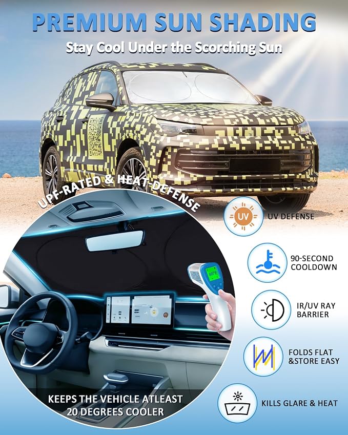 Sun Shade for Volkswagen tiguan 2018-2024 2025 2026 Windshield Sunshade for VW tiguan Accessories Front Window Shield Windshield Cover Sun Visor Protector