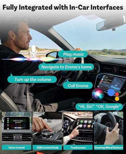 OTTOCAST Mini Pico Wireless CarPlay & Android Auto Adapter – WiFi 6 + Bluetooth 5.4, Plug & Play, Fast Auto-Reconnect, Ultra-Compact Design, Works with Factory Wired CarPlay Cars