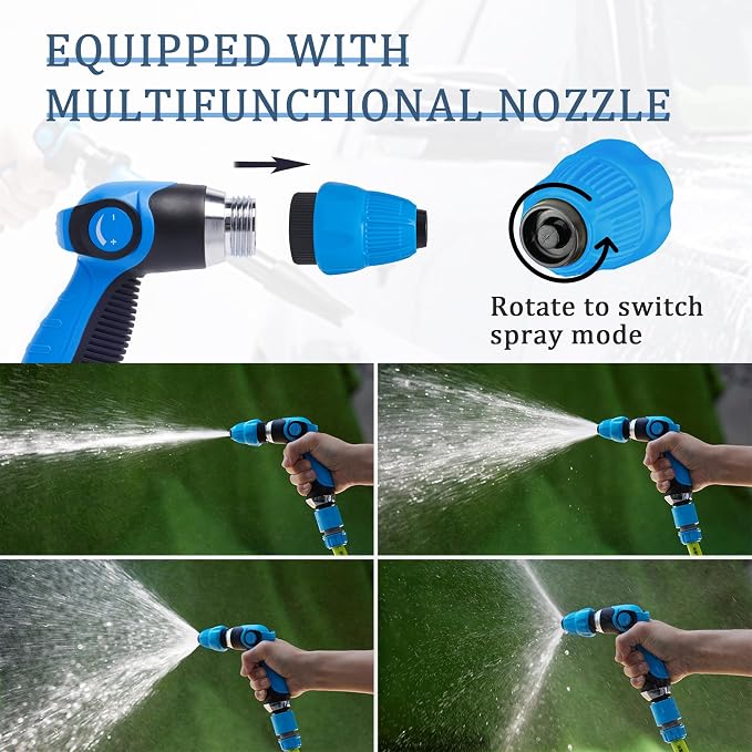 Foam Gun Car Wash Sprayer + Washing Sponge & Absorbent Towel, Hose Nozzle Foam Cannon Car Washing Kit, for Garden Cleaning, Pet Showering (Blue)