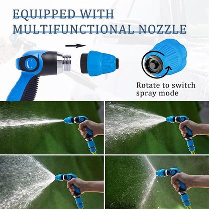 Foam Gun Car Wash Sprayer + Washing Sponge & Absorbent Towel, Hose Nozzle Foam Cannon Car Washing Kit, for Garden Cleaning, Pet Showering (Blue)