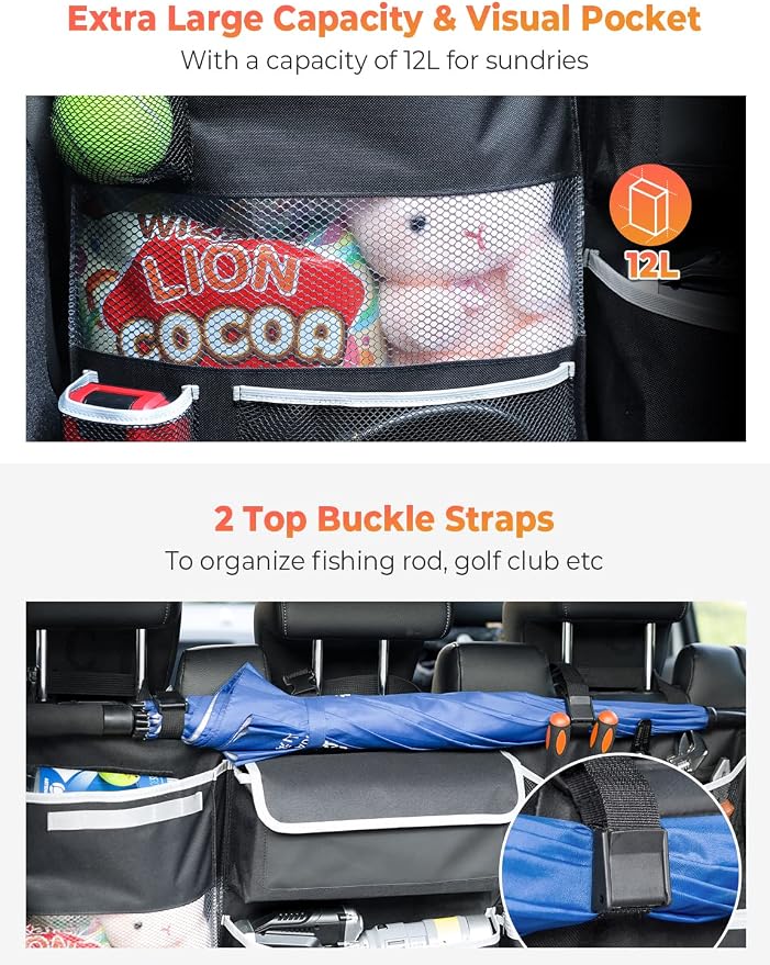 Oasser Car Storage Organizer New Version, Hanging Trunk Organizer with 10 Different Functional Storage Bags for SUV Truck MPV VAN