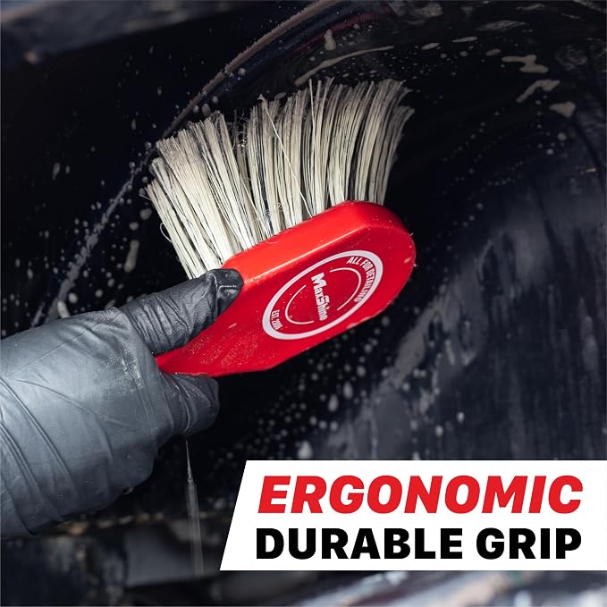 Maxshine Universal Wheel & Body Cleaning Brush – Medium-Duty Car Detailing Brush with Strong High-Density Bristles – Ideal for Wheels, Tires, Engines & Exterior Surfaces – Auto Detailing Accessory