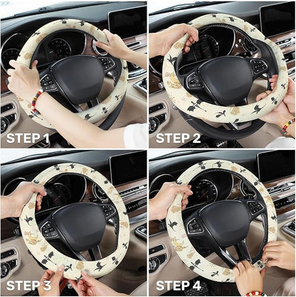 GENANY Dragon Fantasy Steering Wheel Cover, Non Slip Polyester Car Wheel Protector for Car SUV Truck, Universal 15 Inch