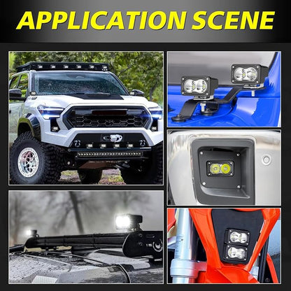 LED Pods, AKD Part 3 Inch CREE LED Off Road Driving Lights 40W Spot Flood Combo Small Ditch Light Fog Lights Pods 2 Packs for Truck Motorcycle SUV UTV ATV Dirt Bike Surron