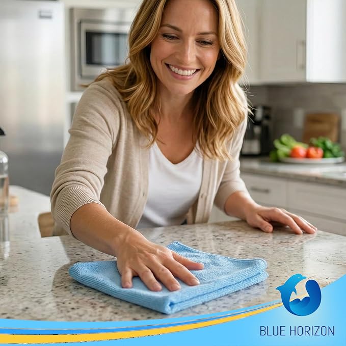Blue Large Microfiber Cleaning Towels, 36-Pack Dual-Sided Ultra Soft Plush Washcloth, Professional Grade Premium Microfiber Car Cleaning Cloths, Car, Household and Commercial (Sky Blue, 16" X 16")