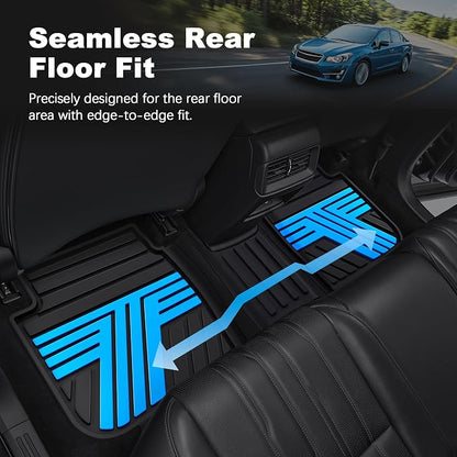 TTX LIGHTING Floor Mats Compatible with Subaru Crosstrek 2016-2017/Impreza 2012-2016/WRX 2015-2021, Custom Fit All Weather 1st & 2nd Row Floor Liners, Black & Blue
