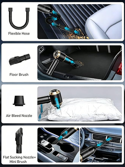 Handheld Car Vacuum Cordless, 22000Pa High Power Car Vacuum Cleaner and Air Duster, 2026 Upgrade 4-in-1 Car Vacuum Portable Cordless with 10 Multi-Nozzles for Small Jobs, Car, Home, Desk, Keyboards