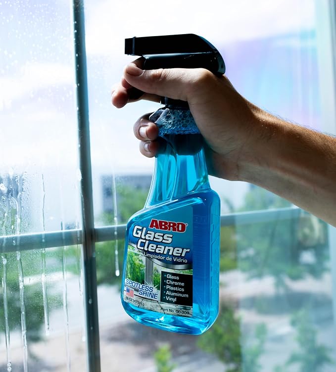 ABRO Glass Cleaner, 16 oz., Cleaning Supplies, Car Accessories, Car Window Cleaner, Glass Cleaner Spray, Remove Dirt and Grime, Streak Free Results