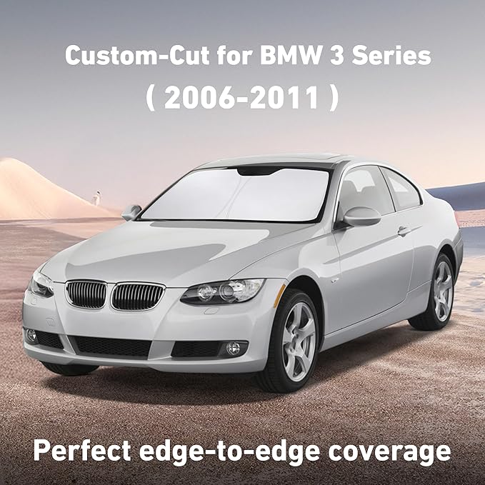 EcoNour Windshield Sunshade Compatible for BMW 3 Series 2006-2009 2010 2011, Sun Visor for Front Windshield & Window Sun Shade Cover, UV Heat Blocker & Protector, Car Accessories
