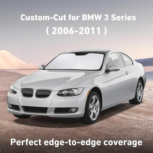 EcoNour Windshield Sunshade Compatible for BMW 3 Series 2006-2009 2010 2011, Sun Visor for Front Windshield & Window Sun Shade Cover, UV Heat Blocker & Protector, Car Accessories