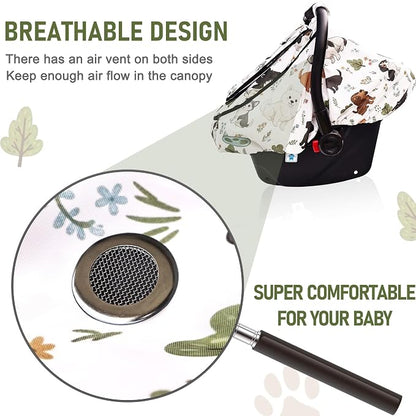 Waterproof Baby Car Seat Cover，YVMVDV Patented Cold Weather Carseat Cover for Babies,Infant Car Seat Cover Canopy for Boy Girls, Keeps Babies Warm and Cozy (Cute Dog)