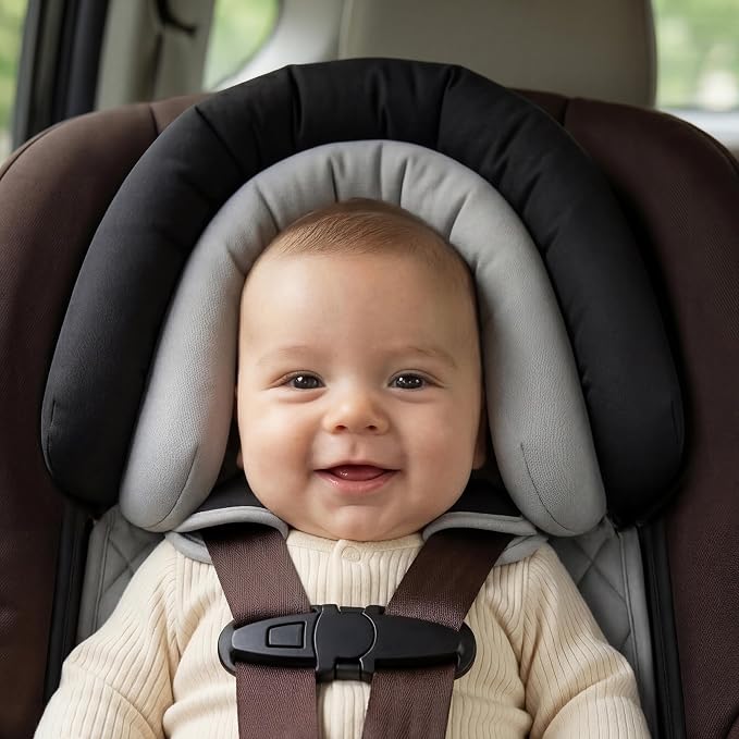Pro Goleem Car Seat Head Support Infant, Soft Infant Car Seat Insert, 2 in 1 Carseat Head Support for Newborn, Perfect for Car Seat, Stroller, Swing, Bouncer, Gray and Black
