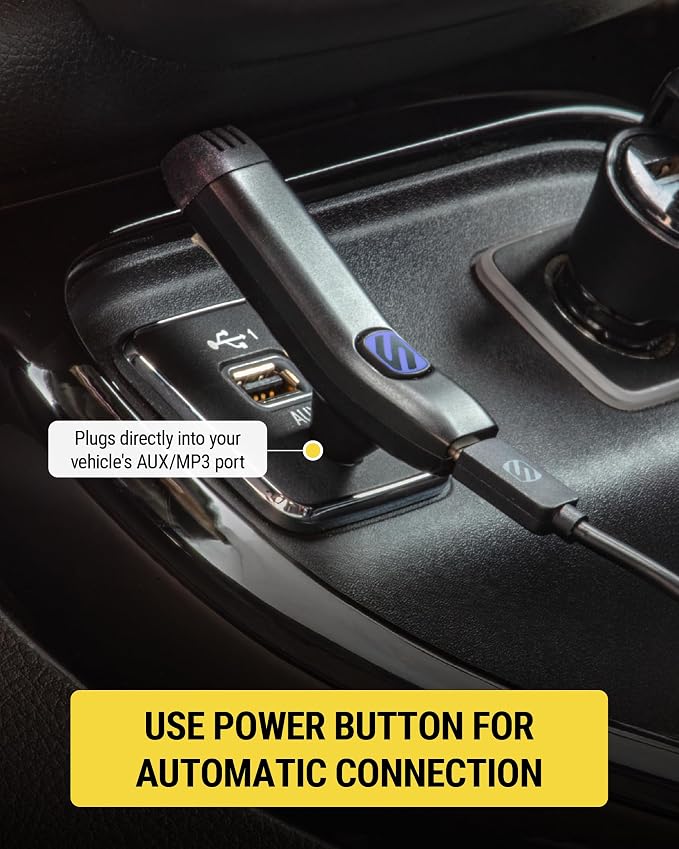Scosche BTAXS3 Hands-Free Audio Kit, Bluetooth Receiver for Car Stereo with Noise Cancellation, 3.5mm AUX Bluetooth Adapter for Car Radio, Compatible with Siri/Google Assistant Voice Command
