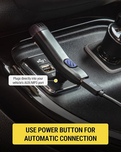 Scosche BTAXS3 Hands-Free Audio Kit, Bluetooth Receiver for Car Stereo with Noise Cancellation, 3.5mm AUX Bluetooth Adapter for Car Radio, Compatible with Siri/Google Assistant Voice Command