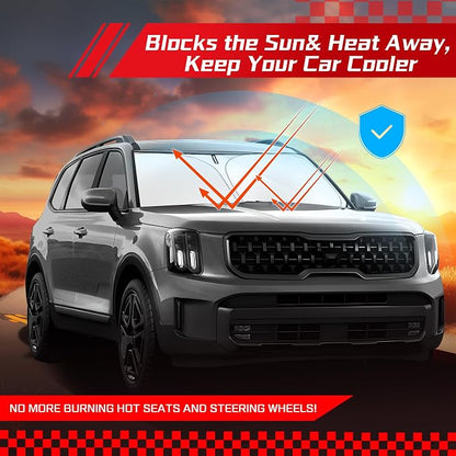 ARISMOTOR Windshield Sun Shade for Kia Telluride 2020-2025 2026, Custom Fit Foldable Front Window Sunshade Sun Visor Protector, Block UV Rays Keep Your Car Cooler