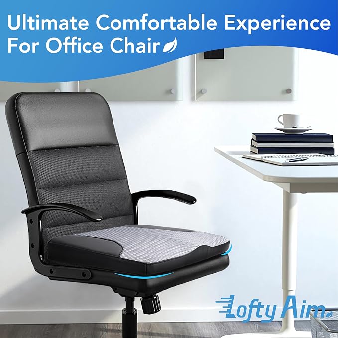 Lofty Aim Car Seat Cushion, Comfortable Memory Foam Seat Pillow for Driving, Sciatica-Back Pain Relief, Cushion for Car-Truck, Office, Wheelchair - Black&Gray