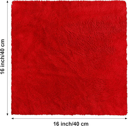 Shimeyao 30 Pcs 16 x 16 Inch Edgeless Microfiber Plush Towels for Cars Detailing Drying Wash Polishing Absorbent Cleaning Cloths, 500 GSM (Red)