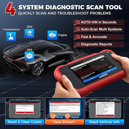 2026 Upgraded LAUNCH OBD2 Scanner CRP123E V2.0 Elite, Diagnostics Tool for Engine, ABS, SRS, AT, with 7 Resets, Oil/Throttle/SAS/BMS/EPB/DPF/ABS Bleeding, Battery Test, FCA SGW, Lifetime Updates