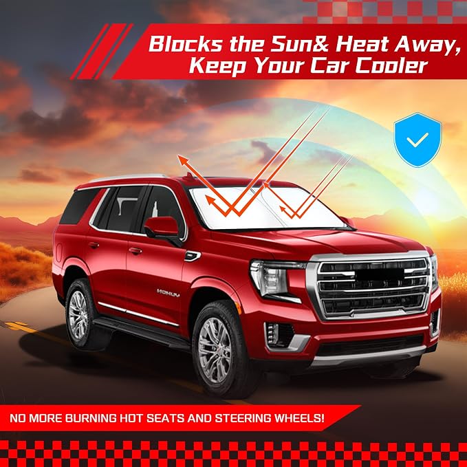 ARISMOTOR Windshield Sun Shade for GMC Yukon XL 2021-2025 2026, Custom Fit Foldable Front Window Sunshade Sun Visor Protector, Block UV Rays Keep Your Car Cooler