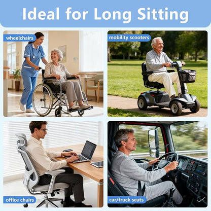 Inflatable Pressure Relief Air Cell Cushion for Wheelchair & Mobility Scooter, Breathable Cooling Seat Cushion for Pain & Sores Relief, Long Sitting, Airplane & Office Use (20" x 18")
