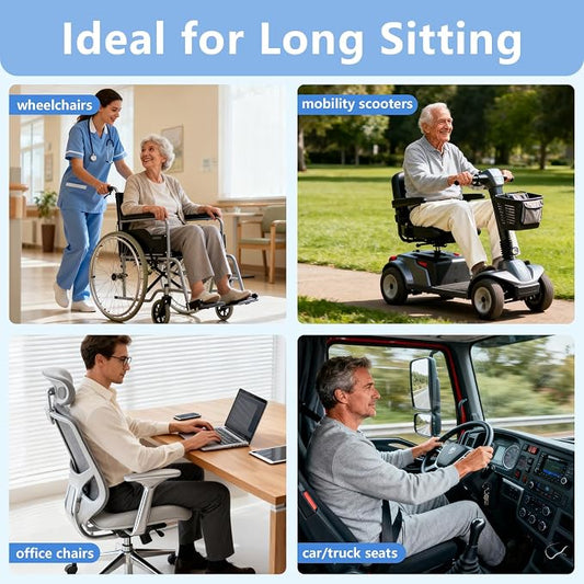 Inflatable Pressure Relief Air Cell Cushion for Wheelchair & Mobility Scooter, Breathable Cooling Seat Cushion for Pain & Sores Relief, Long Sitting, Airplane & Office Use (20" x 18")