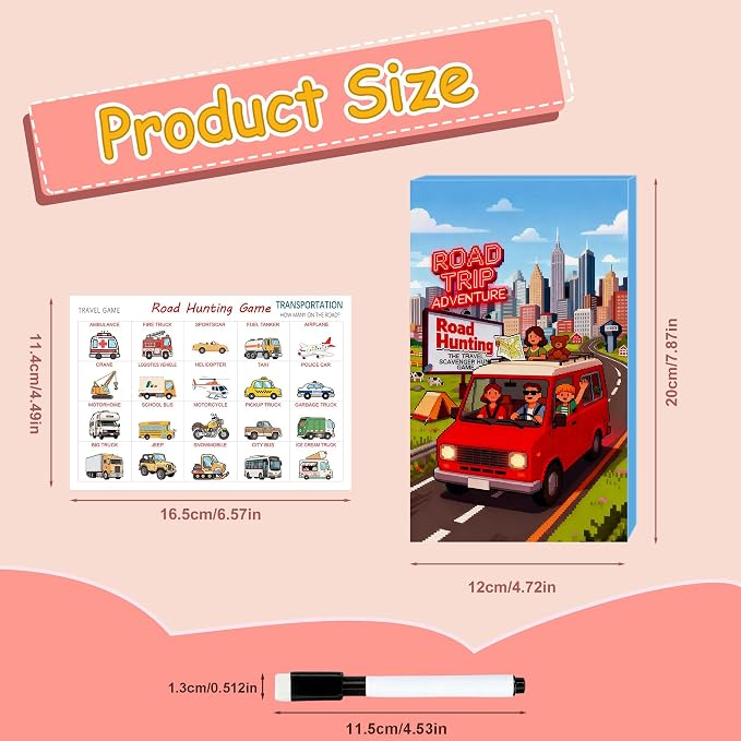 Road Trip Adventure Travel Scavenger Hunt Game | Road Hunting Card Game, Occupations Theme, Drinks Theme, Fruits Theme