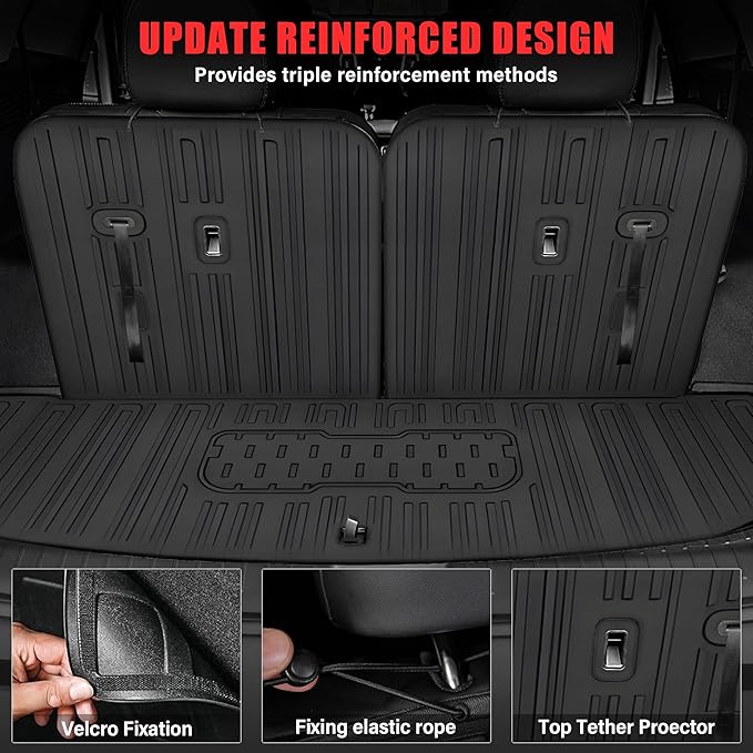 Floor Mats for 2021-2026 Kia Sorento 6&7 Seats (not for Hybrid) Trunk Mat with Backrest Mat All Weather TPE Rubber Cargo Liner Back Seat Cover 3rd Row for 2026 Kia Sorento Accessories