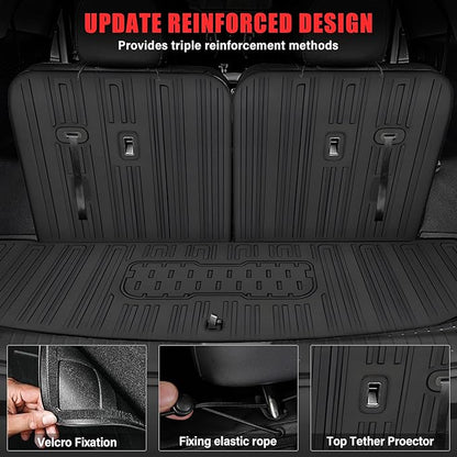 Floor Mats for 2021-2026 Kia Sorento 6&7 Seats (not for Hybrid) Trunk Mat with Backrest Mat All Weather TPE Rubber Cargo Liner Back Seat Cover 3rd Row for 2026 Kia Sorento Accessories