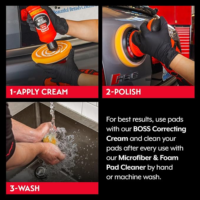 Griot's Garage Orange Foam Correcting Pads for Car Polishing and Detailing, Removes Light to Moderate Paint Defects, Durable, Machine-Washable, 10516, 5.5", Set of 2