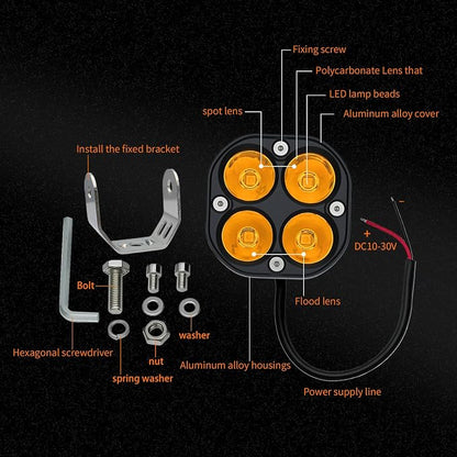 2-Pack 40W 3Inch Yellow/Amber Spot Beam LED Pod Light - Bright Off-Road Driving Fog Lights, Waterproof Auxiliary Ditch Lights for Truck, SUV, ATV, Boat, Motorcycle, Pickup, Tractor