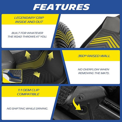 Michelin Vehicle Mats, All-Weather TPE Custom Fit Liner for 2015-2026 Ford F150/2022-2025 Lightning SuperCrew & Super Cab Carpet Floor, First Row, Premier