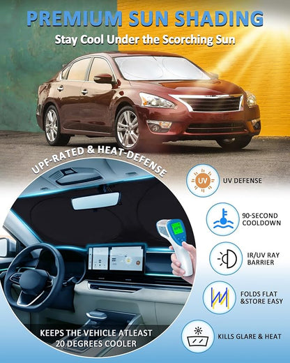 for Altima Windshield Sun Shade Sunshade for Nissan Altima Sedan 2007-2012 Windshield Cover Front Window Sun Shield Foldable Sun Visor Protector UV Heat Protection Car Accessories