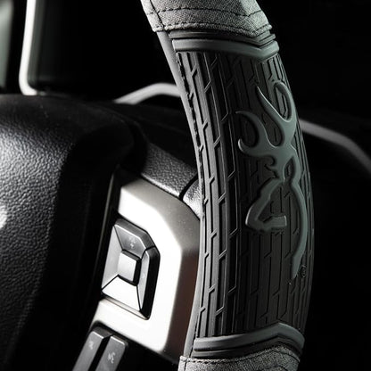 Browning Universal Fit Steering Wheel Cover for Car, Truck, and SUV, Durable Steering Wheel Protection, Chevron (Heather Black SIOC)