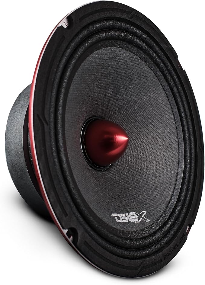 DS18 PRO-X8BM Loudspeaker - 8", Midrange, Red Aluminum Bullet, 550W Max, 275W RMS, 8 Ohms - Premium Quality Audio Door Speakers for Car or Truck Stereo Sound System (1 Speaker)
