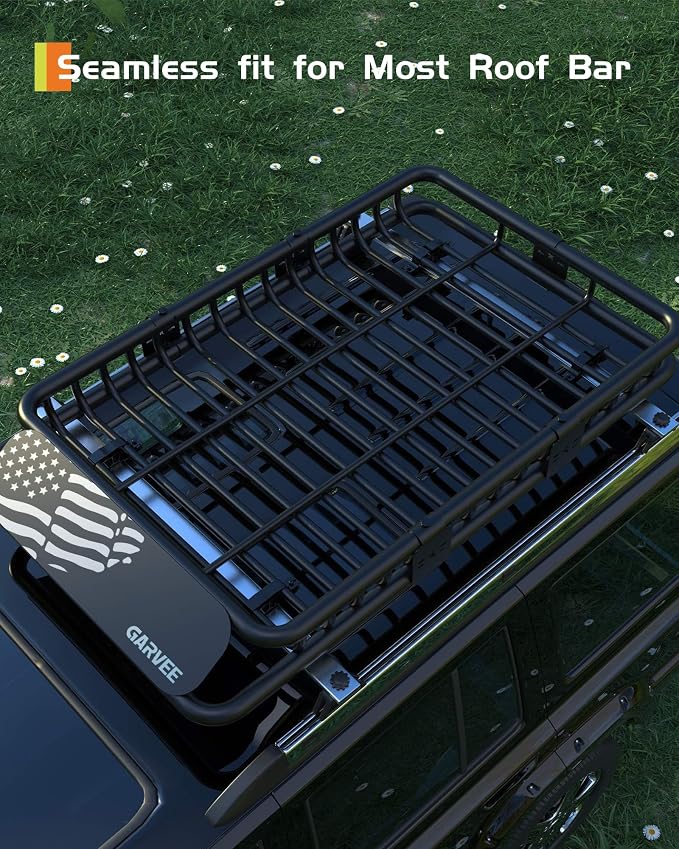 Garvee Universal Roof Rack Cargo Carrier Basket, 200 Lbs Capacity Rooftop Cargo Rack, Car Top Luggage Holder Basket Heavy Duty for SUVs, Trucks, Vehicles