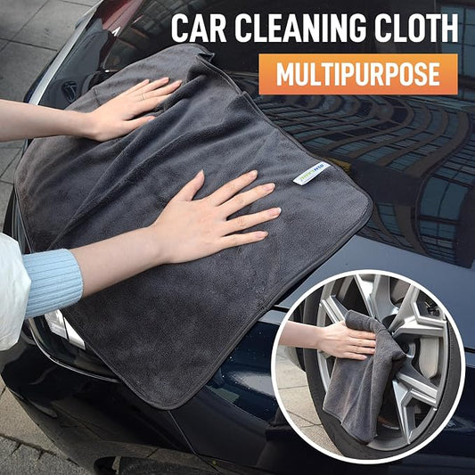SINLAND Microfiber Car Drying Towels Ultra Absorbent,No Streaks,Scratches, or Water Spots,Wash Cleaning Auto Detailing Towels 380gsm 16inch x 24inch 3Pack Grey