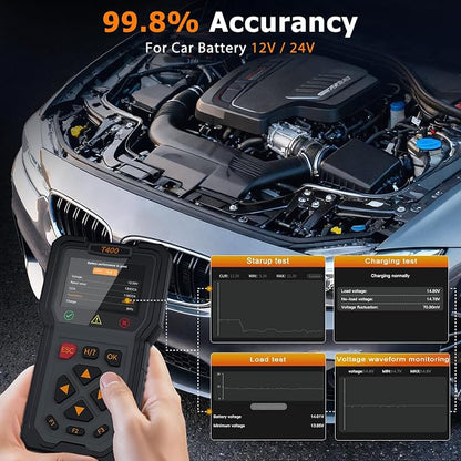 TopDiag T400 4-in-1 OBD2 Scanner Diagnostic Tool, Car Diagnostic Tool, 12V Battery Tester Check Engine Code Reader, Relay Tester, Fuel Injector Tester for Any Vehicle with an OBDII Port