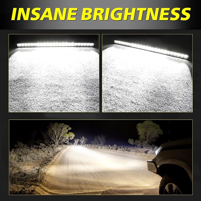 30 Inch Light Bar Kit, AKD Part 168W OSRAM LED Slim Single Row LED Light Bar w/Wiring Harness Black Cover Spot Flood Combo Offroad Driving Bumper Grille Roof Lights for Trucks Pickup UTV SUV RZR