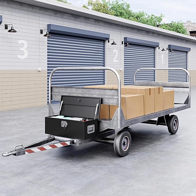 Yizosh 30 Inch Steel Heavy Duty Truck Bed Tool Box, Trailer Tongue Tool Box with Lock and Keys, Tool Box for Storage, Utility Trailer Tool Box for Truck, Pickup, RV, Trailer