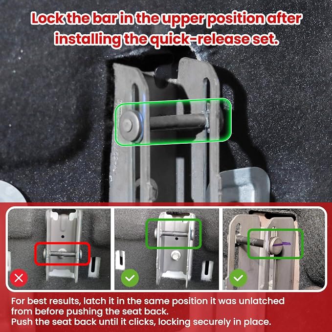 Kaishengyuan Upgraded Rear Seat Quick Release with Elastic Rope Compatible with Ford F-150 (2009+) & F-250/350 (2017+)