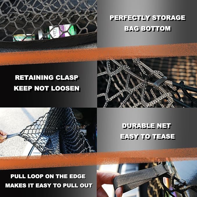 Envelope Style Cargo Net Compatible with Jeep Grand Cherokee New 2026 2025 2024 2023 2022, Grand Cherokee L 2026 2025 2024 2023 2022 (Both 5 and 7 Seats) SUV Trunk Car Rear Tailgate Touring Netting