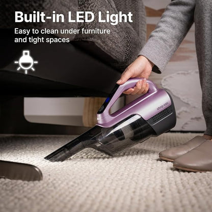 Shop-Vac S3 20V Handheld Vacuum Cordless, Dual-Speed Powerful Portable Car Vacuum Rechargeable, Wall-Mounted Lightweight Hand Vacuum for Home & Car, LED Light, HEPA Filter, Purple
