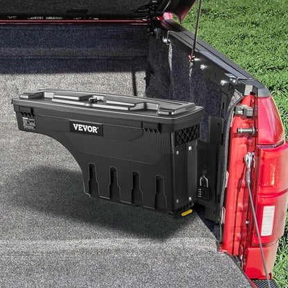 VEVOR Truck Bed Storage Box, Compatible with 2015-2020 Ford F150 R, Waterproof ABS Wheel Well Tool Box with Lockable Lid and Password Padlock, 6.6 Gal/25 L Truck Bed Toolbox, Passenger Side, Black