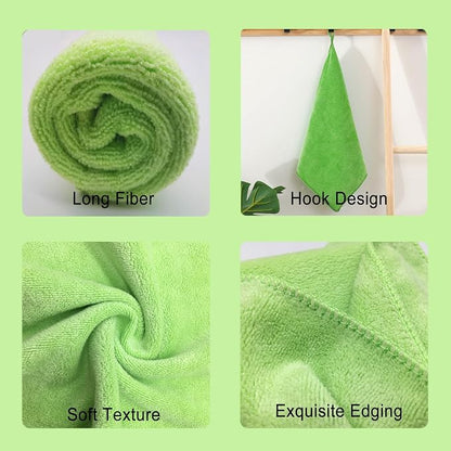 Reusable Thick Microfiber Cleaning Cloths Pastel Kitchen Towels for Window Cleaner, Auto Detailing Supplies Washcloth Polishing Rags, Wiping Appliances(12"x12") Green12 Pack