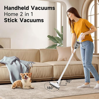Handheld Vacuum Cleaner,Ultra-Lightweight Mini Portable Vacuums for Home, 6 in 1 Stick Vac Cleaners for Car,Pet Hair,Carpet（Green Corded