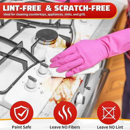 White Microfiber Cleaning Cloth, 150 Pack Shop Towels All-Purpose Cleaning Rags, Bulk Lint-Free Washcloth Reusable Microfiber Towels for Cars Mechanic Garage & Housekeeping 11.5"*11.5"