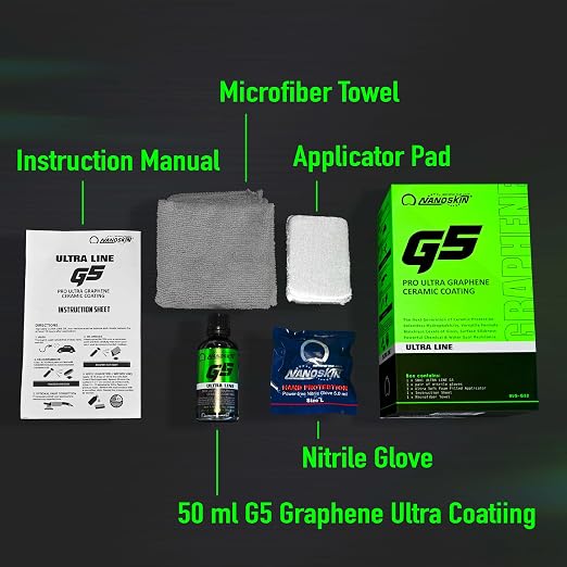 Nanoskin Ultra Line G5 Ultra Graphene Ceramic Coating – Durable Ceramic Paint Coating for Car Detailing | Apply After Car Wash, Clay Bar, Car Polisher | For Cars, Trucks, Boats, RV, Motorcycles & More