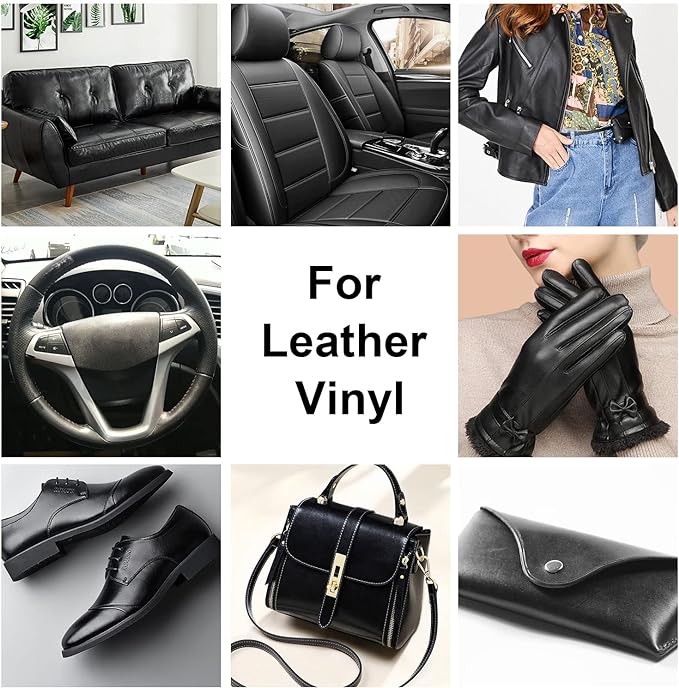 Black Leather Recoloring Balm, Leather Color Restorer Conditioner, Leather Repair Kits for Vinyl Furniture, Sofa, Car Seats, Shoes - Repair Leather Color on Faded & Scratched Leather Couches